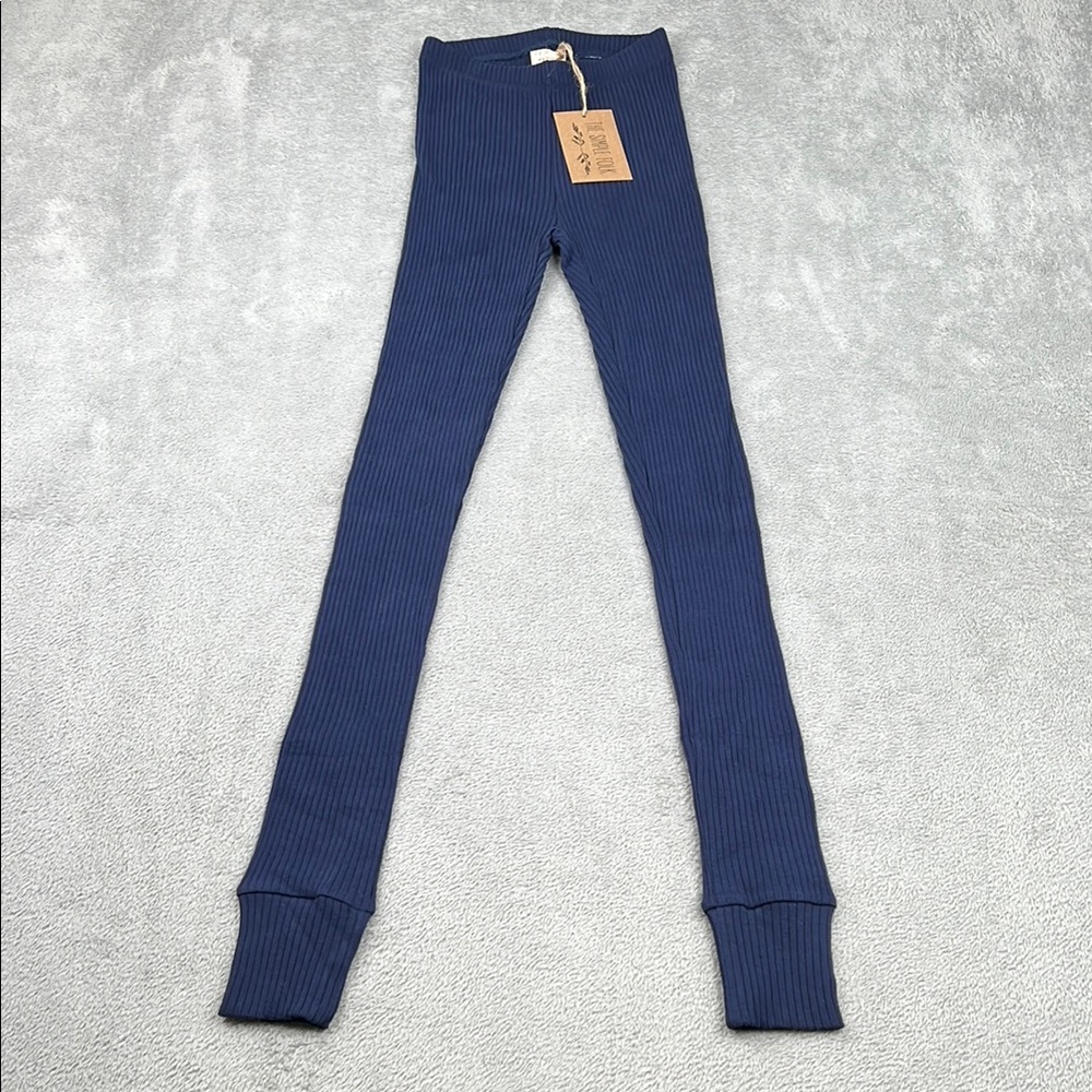 NEW The Simple Folk‎ 0 Organic Cotton Stretch Blue Navy Ribbed Leggings